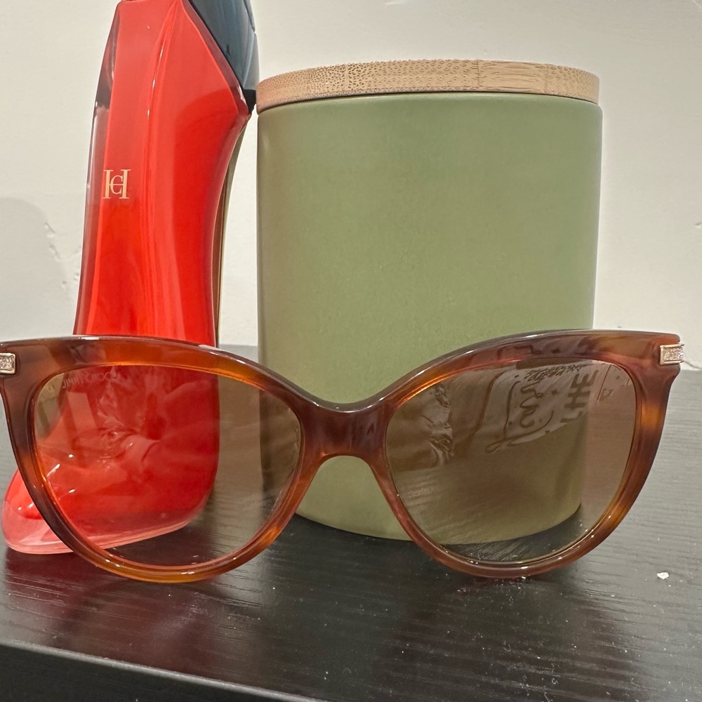 Excellent Jimmy Choo Elegant Brown With Diamond Accent Sunglasses